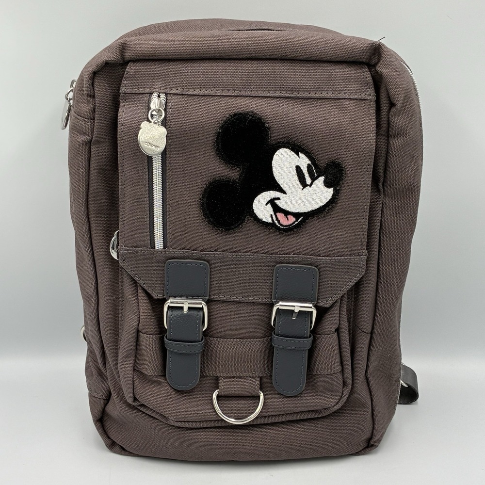 Disney Parks Mickey Mouse Official Pin Trading Crossbody Sling Bag Khaki Gray